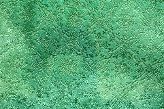 PureSilks Brocade Fabric Green Color Liturgical Vestment Cross Design BRO213[3] by The Yard