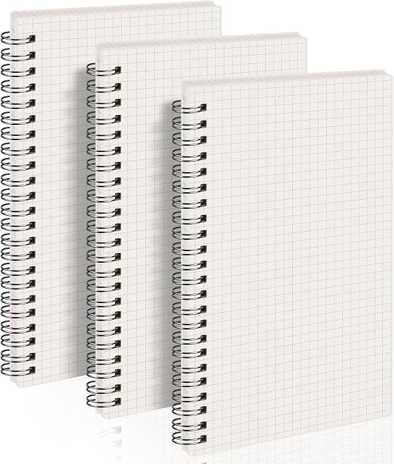 AHGXG A5 Graph Paper Notebook Spiral (3-Pack) Spiral Journal 5.7"x 8.3", Quad Ruled, with Thick 100gsm Square Grid Paper,80 Sheets Per Pack