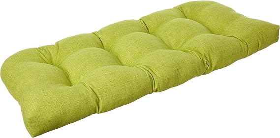 Pillow Perfect Pompeii Solid Indoor/Outdoor Wicker Patio Sofa/Swing Cushion Tufted, Weather and Fade Resistant, 19" x 44", Green
