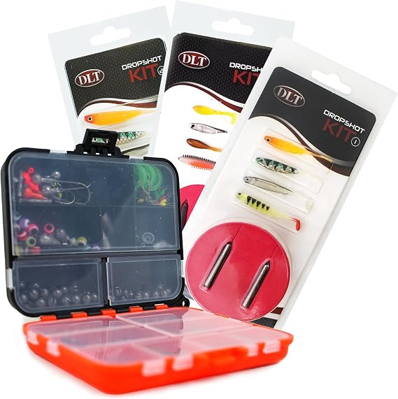 Complete Dropshot Kit - Hooks - Weights - Soft Lures - Tackle Box - Fishing Set - Dropshot Fishing