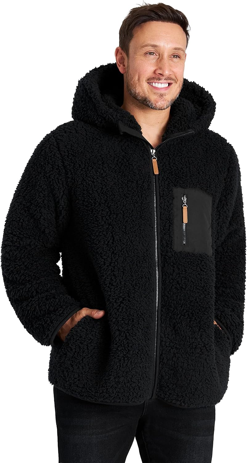 CityComfort Mens Fleece Hoodie, Fluffy Zip Up Fleece Jacket