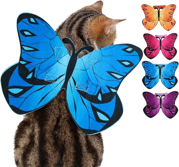 Dog Halloween Costumes Butterfly Wings, Dog Costume Cat Wings Pet Costumes Outfit Clothes Apparel for Small Medium Dogs for Puppy Christmas, Birthday Party Photo Props Dress up Accessories Parade