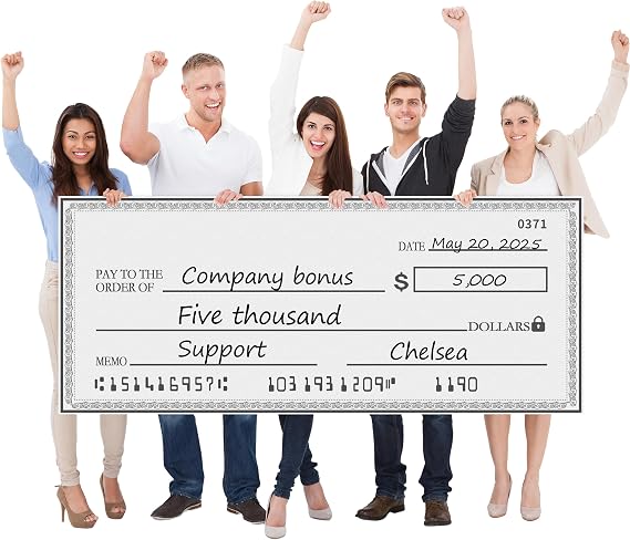 40" x 16" Reusable Big Dry Erase Check - New Folded Giant Fake Check for Presentations, Awards, Raffles, Rewards & Celebrations | Durable Cardboard Prize for Endowments & Winners(B)