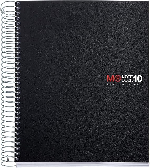 Miquelrius 47044 Notebook, 200 Sheets (10 Colour Stripes), 5 mm Square, Polypropylene Cover, Black, A5