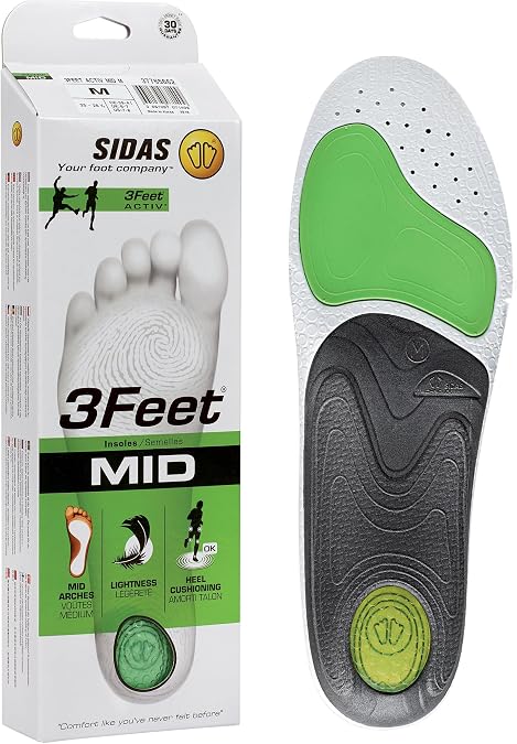Sidas 3feet Unisex Adult Activ' Mid Insoles - Green Small