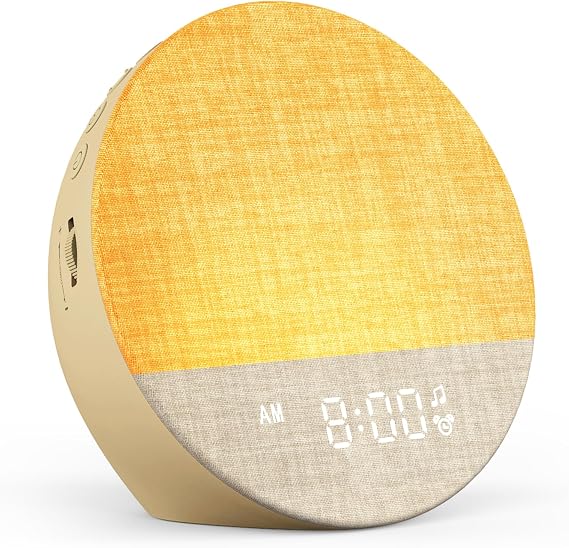 Dreamegg Sunrise 1 - Sunrise Alarm Clock, Sound Machine for Sleep, Customizable Sleep Routines, Dimmable Night Light, 29 Soothing Sounds, White Noise Machine, Wake Up Light for Bedrooms, Adults(Khaki)