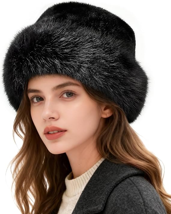 Zando Fuzzy Winter Bucket Hats for Woman, Cute Fluffy Hat