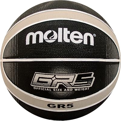 Molten Premium 12 Panel Design Rubber Basketball, BlackSilver, Size 5