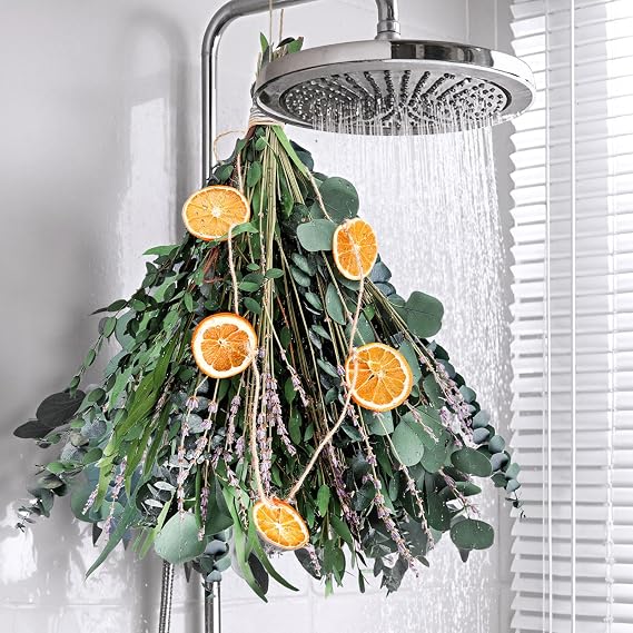 DOMESTAR 2 Pack Real Dried Shower Eucalyptus Hanging, 15''- 17''