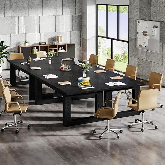 Tribesigns Conference Table, Modern Meeting Table, 5 ft Wood Conference Room Table, Large Rectangular Business Furniture Seminar for Boardroom (4, Black)