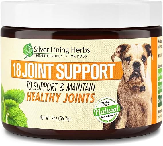 Silver Lining Herbs 18 Canine Joint Support - Natural Joint Support for Dogs- Helps Keep Your Dogs Joints Functioning Properly - Herbal Canine Supplement - 2 Ounce Jar