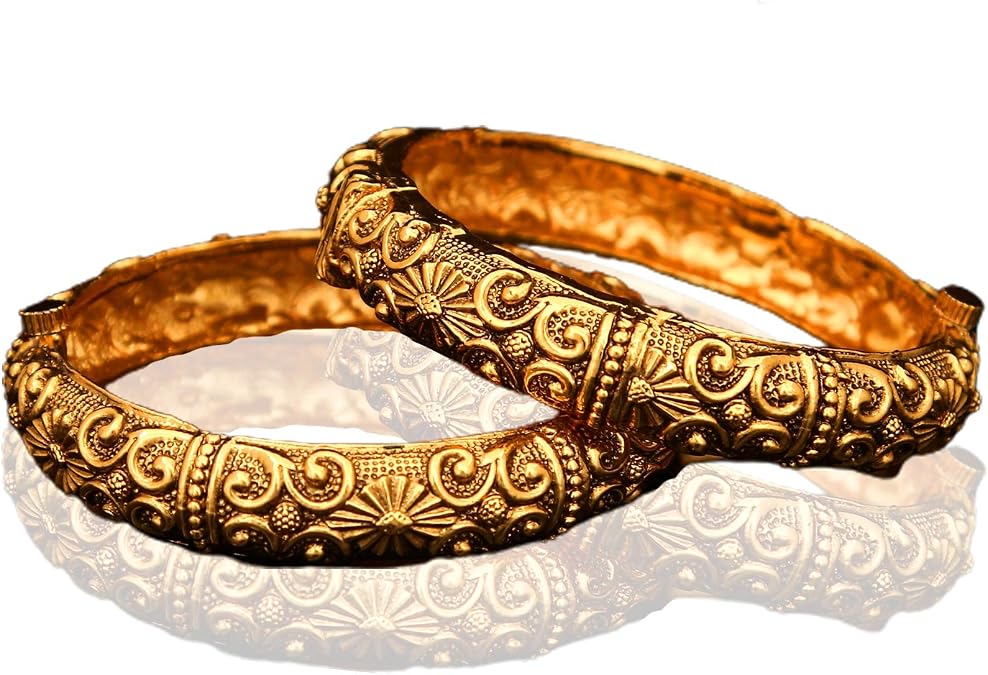 Classy Bangle Bracelets 18K Gold Plated Intricately Handcrafted Traditional Stylish Kada Bangle Jewellery for Women and Girls