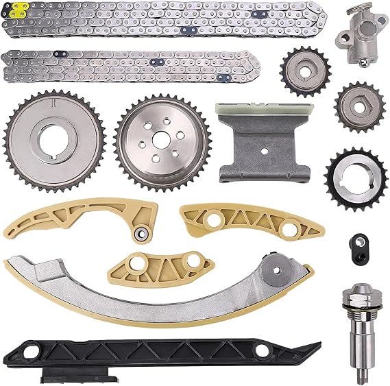 Engine Timing Chain Kit w/Chain Guide Tensioner Sprocket - Compatible with 2.0L 2.2L 2.4L Buick Chevy GMC Pontiac Saab Saturn - Replace # 12680750 9-4201S 9-4201SX