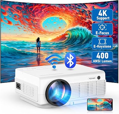 Projector with WiFi and Bluetooth [Electric Focus & Keystone] 4K Supported, Native 1080P 16000 Lux 5G Mini Portable Outdoor Movie Projector Compatible with TV Stick, Smartphone, Laptop, HDMI, USB