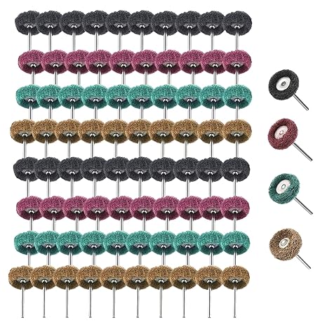 80 Pcs Abrasive Wheels, 1" (25 mm) Abrasive Buffing Polishing Wheels Set For Dremel Rotary Tools-1/8" (3 mm) Shank