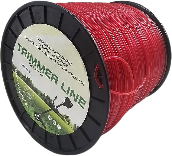 .095" Red Weed Eater String 100% Nylon Heavy-Duty Trimmer Cord 5lb, 1280 Length Round Weed Wacker String 095 Trimmer Line for Garden & Grass Pruning
