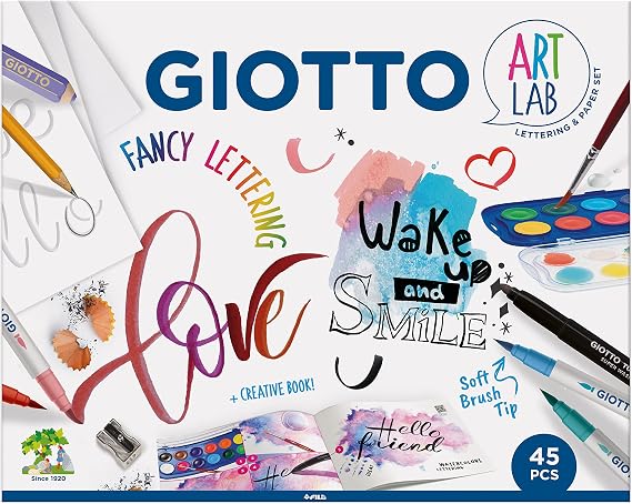 Giotto Art Lab Fancy Lettering Set, DIY, Fun Activity, Make Your Own Art, Super-Washable, Ideal for Children, Parties and Schools