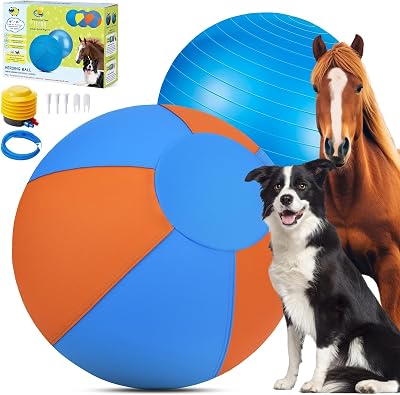 Herding Ball for Dogs - 18 Herding Ball, Dog Agility Equipment for AustralianGerman Shepherd Collie, Toys for ChristmasBirthday Gifts Orange&Blue, Medium - 18