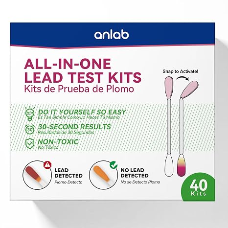 Lead Test Kit | Rapid Results in Less Than 30 Seconds | All-in-One, No Vinegar Needed | Check Lead in Painted Surfaces, Wood, Metal & More | Disposable Cotton Swabs - (40 Count)