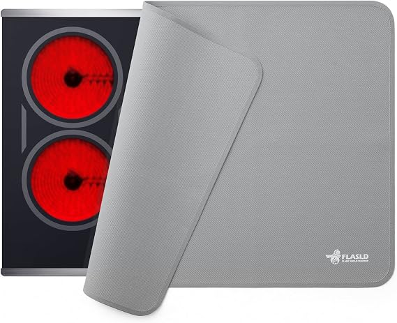 FLASLD Stove Top Covers, Heat Resistant Glass Stove Top Mat, Ceramic Glass Cooktop Protector Expands Usable Space, Reusable and Easy to Clean, Gray-2024 inch