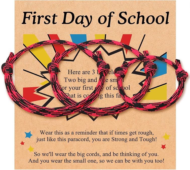 PINKDODO First Day of School Bracelet for 3 Mother Father Son Family Bracelets Back to School Gifts