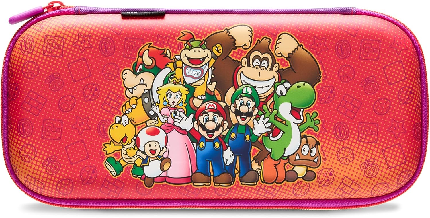 PowerA Slim Case for Nintendo Switch 2 - Mario and Friends, Officially Licensed, Protective Case, Holds 10 Game Cards, Padded Screen Protector, Built-in Play Stand