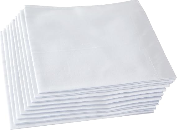 Men's White Handkerchiefs,100% Soft Cotton Hankie (Pattern1-6 pcs)