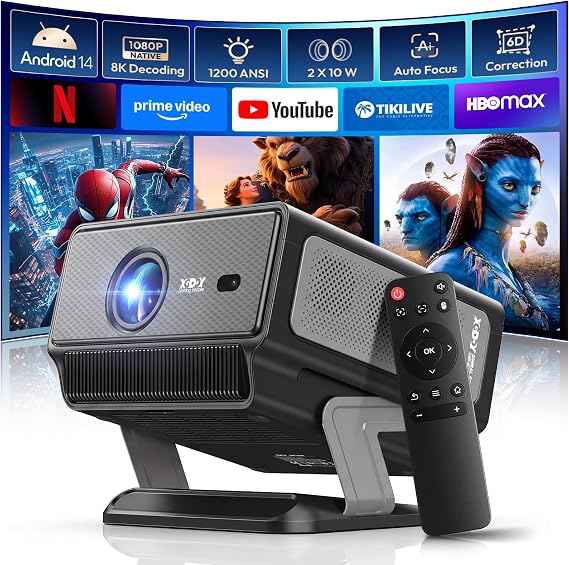 XGODY Gimbal A8 Smart Projector with Wifi and Bluetooth, Built in Apps