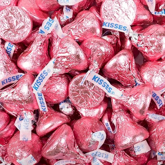 Pink Candy Milk Chocolate Kisses 375 ct Plus Exclusive Bonus Free Kiss Stickers