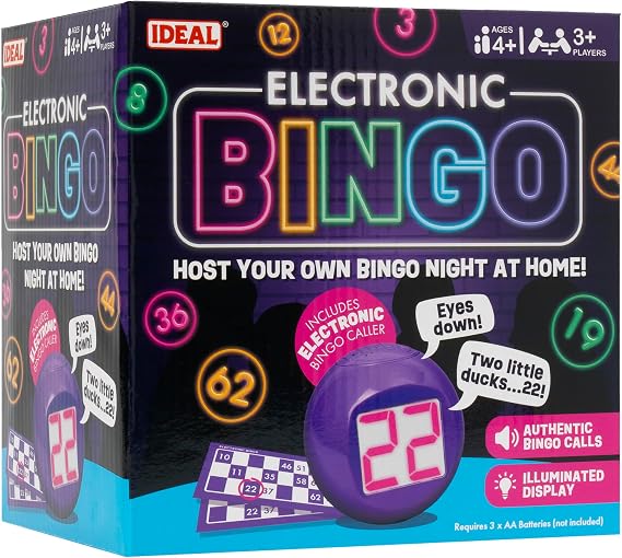 Ideal | Electronic Bingo: Host your own Bingo night at home! | Family Games | 3+ Players | Ages 8+