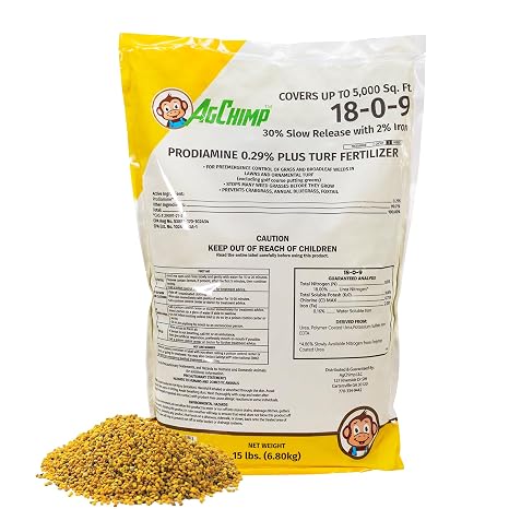 18-0-9 Pre-Emergent Herbicide & Precision Lawn Fertilizer, 15lbs - 0.29% Prodiamine, 2% Iron, and 30% Slow-Release Nitrogen - Controlled Feeding for Long-Lasting Growth - Covers 5,000 sq ft