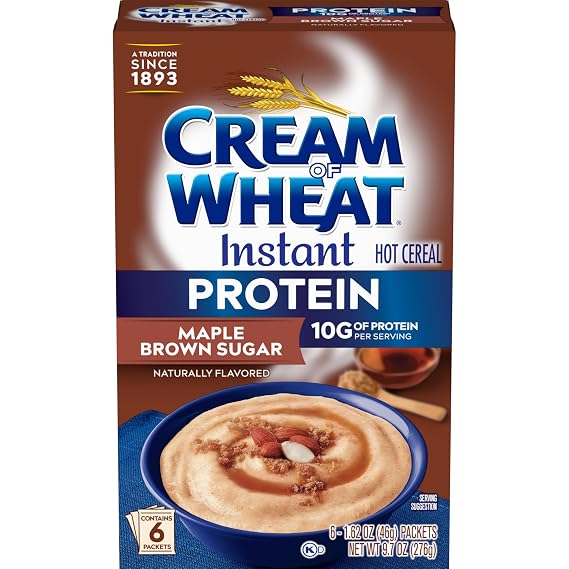 Cream of Wheat Instant High Protein Hot Cereal, Maple Brown Sugar, 1.6 Ounce, 6 Packets