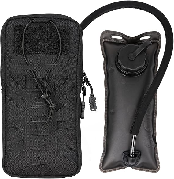Tactical Hydration Pouch with Inner Bladder for 1L Water Bag Laser Cut MOLLE Hydration Pouch for Hiking Biking Running and Climbin 500D Nylon