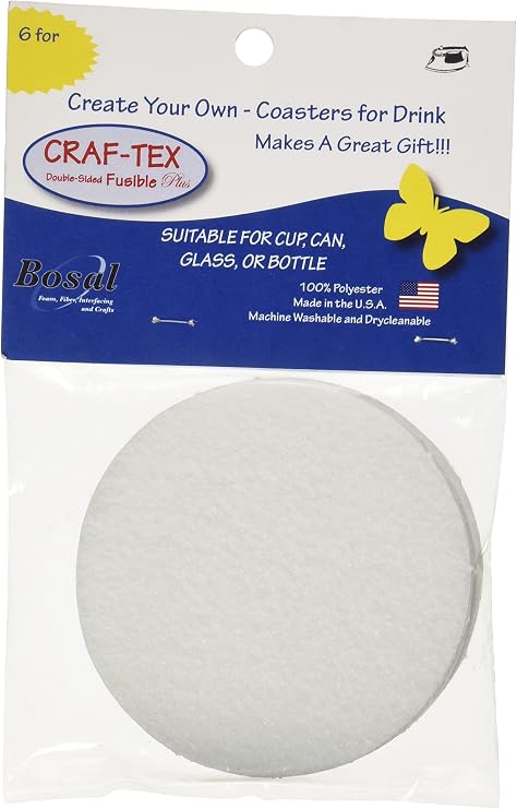 Bosal Craf-Tex Round Coaster fusible, White (100338)
