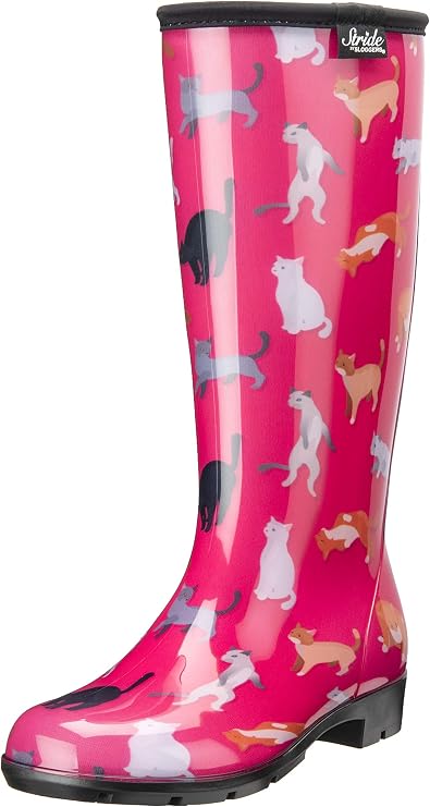 Stride by Sloggers Rain and Fashion Tall Boot with Comfort Insole, Crazy Cat print, Style 5519CATS09