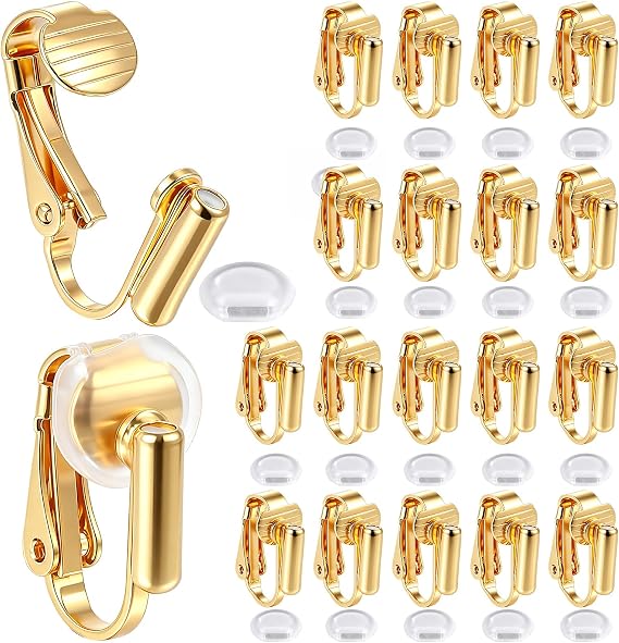 Tatuo 9 Pairs Clip-On Earring Converter Comfort Pads,Gold