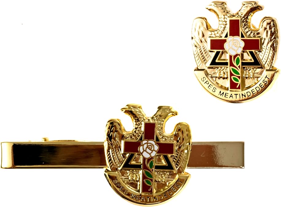 Rose Croix Cross 32nd Degree Scottish Rite Tie Bar Lapel Pin Masonic Combo Pack