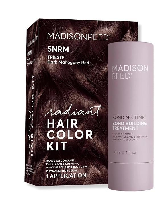 Madison Reed Hair Color & Bonding Time Bundle - Radiant Hair Color Kit in Trieste Red - 5NRM and Bonding Time Hair Serum