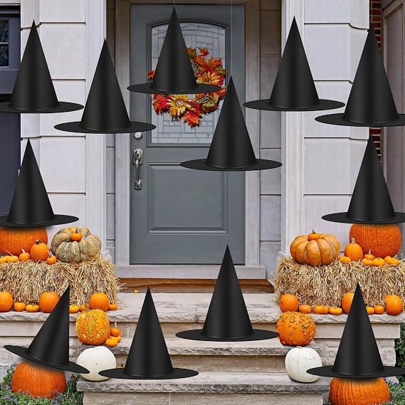 12 Pcs Halloween Decorations Witch Hat, Hanging Floating Witch Hats
