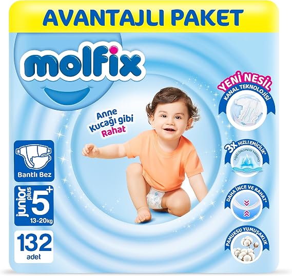 Molfix Bebek Bezi 5+ Beden JR Plus Avantajlı Paket 132 Adet