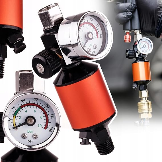 Pressure regulator, filter,Air Regulator With Air Filter Spray Gun Air Regulator Gauge Air Spray In-Line Water Trap Filter