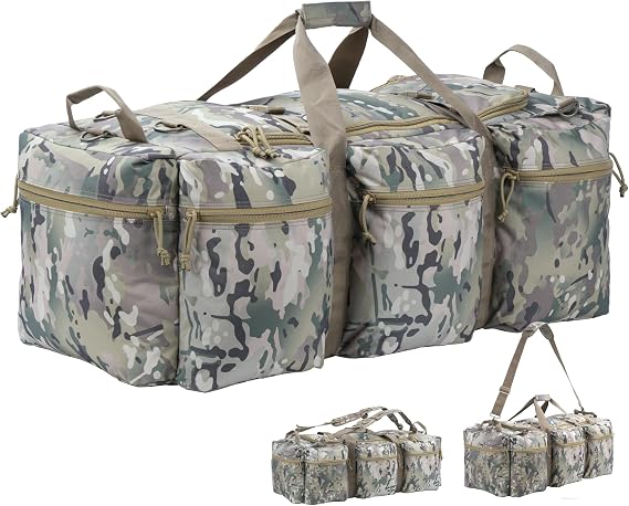 100L Large Military Duffle Bag Deployment Duffel Bag Sports Equipment Travel Luggage Bag with Detachable Backpack Straps...