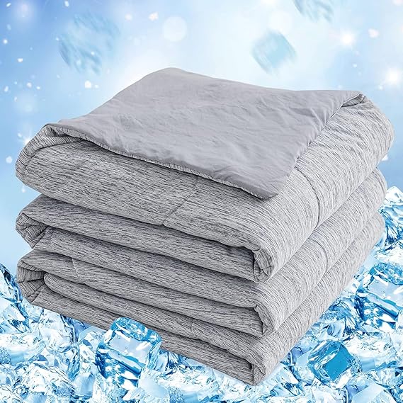 Cooling Blanket, Coverless Duvet,Ultra-Soft & Friendly, Lightweight, Breathable, Machine Washable,Cool Sleeping Summer Blanket for Night Sweats Hot Sleeper, for Bed Sofa,Double XL,228 x 228 cm, Grey