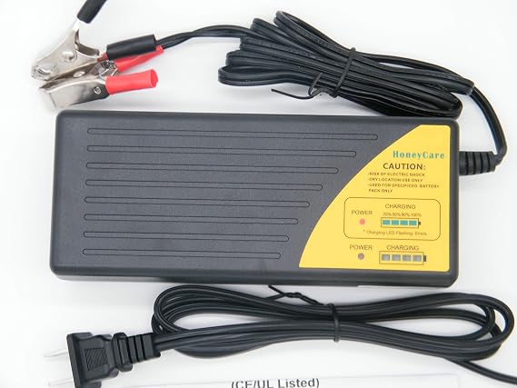 48 Volt 1.5 Amp Clip SLA Battery Charger,Trickle Charger,Battery maintainer,smart Charger with 4 LED Fuel Gauge Display