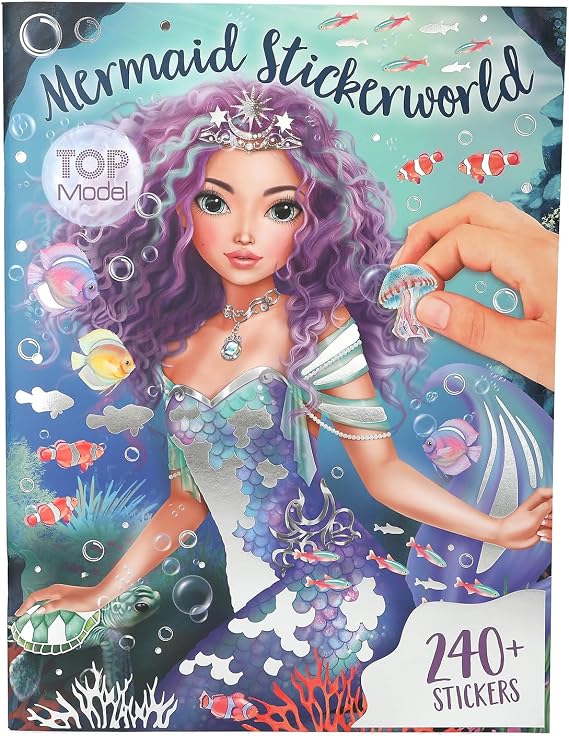 Depesche 13395 TOPModel Mermaid - Metallic Sticker Book with 26 Detailed Pages with Underwater Background and 4 Pages of Accessory Stickers