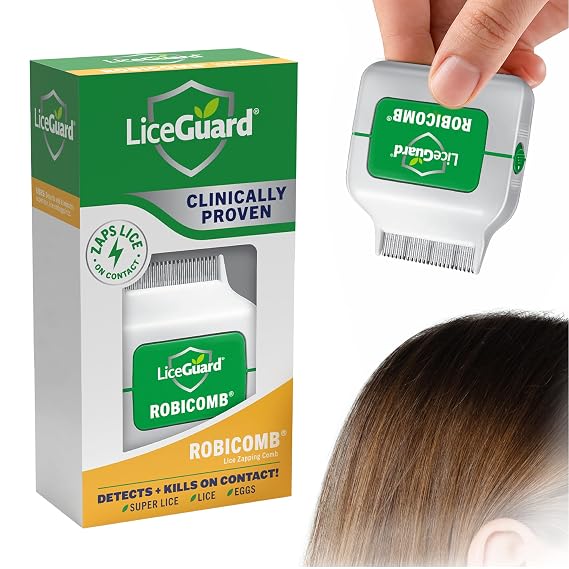 LiceGuard RobiComb Electronic Head Lice Comb, Gentle Lice Treatment for Kids & Adults, Clinically Tested Zapping Nit Comb Detects & Kills Super Lice in Thick, Fine & Curly Hair, Microcharge Technology