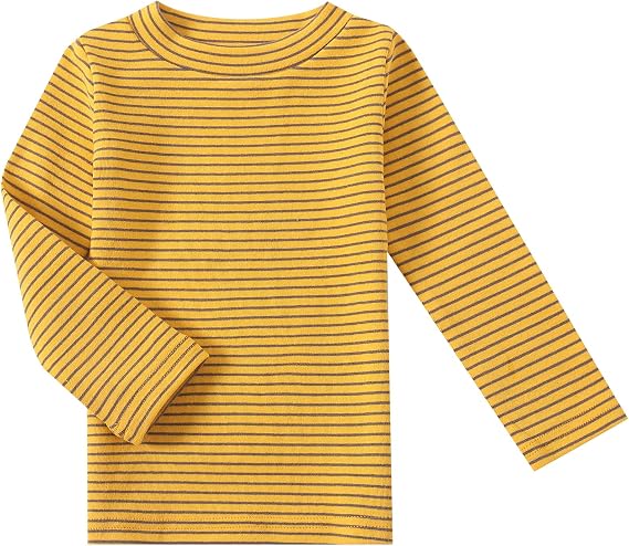 Baby Toddlers Long Sleeve Tee Shirts Little Kids Cotton Striped Crew Neck Tops (6Months-7Years)