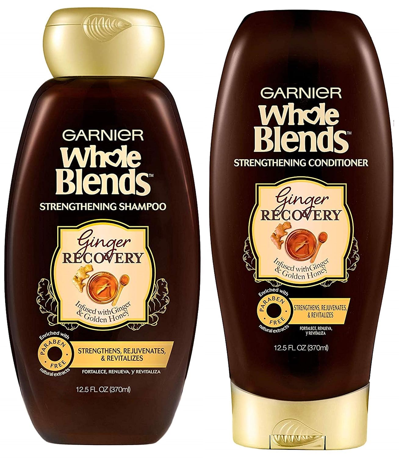 Garnier Whole Blends Haircare - Ginger Recovery - Strengthening Shampoo & Conditioner Set - Net Wt. 12.5 FL OZ 370 mL Per Bottle - One Set