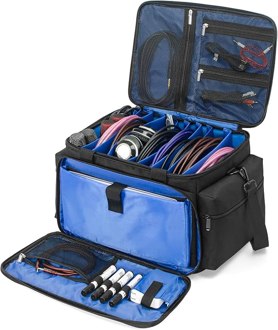 AKOZLIN Cable File Bag with Dividers for Sound Instrument Accessories