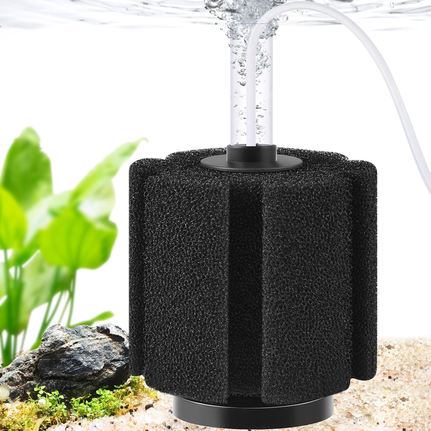 FEDOUR Aquarium Sponge Filter, Ultra Quiet Aeration Bio Sponge Filters for Breeding Fry Shrimp Betta Fish Tank, Efficient Submersible Aquarium Filter for up to 100Gallon Tank L for up to 100gallon